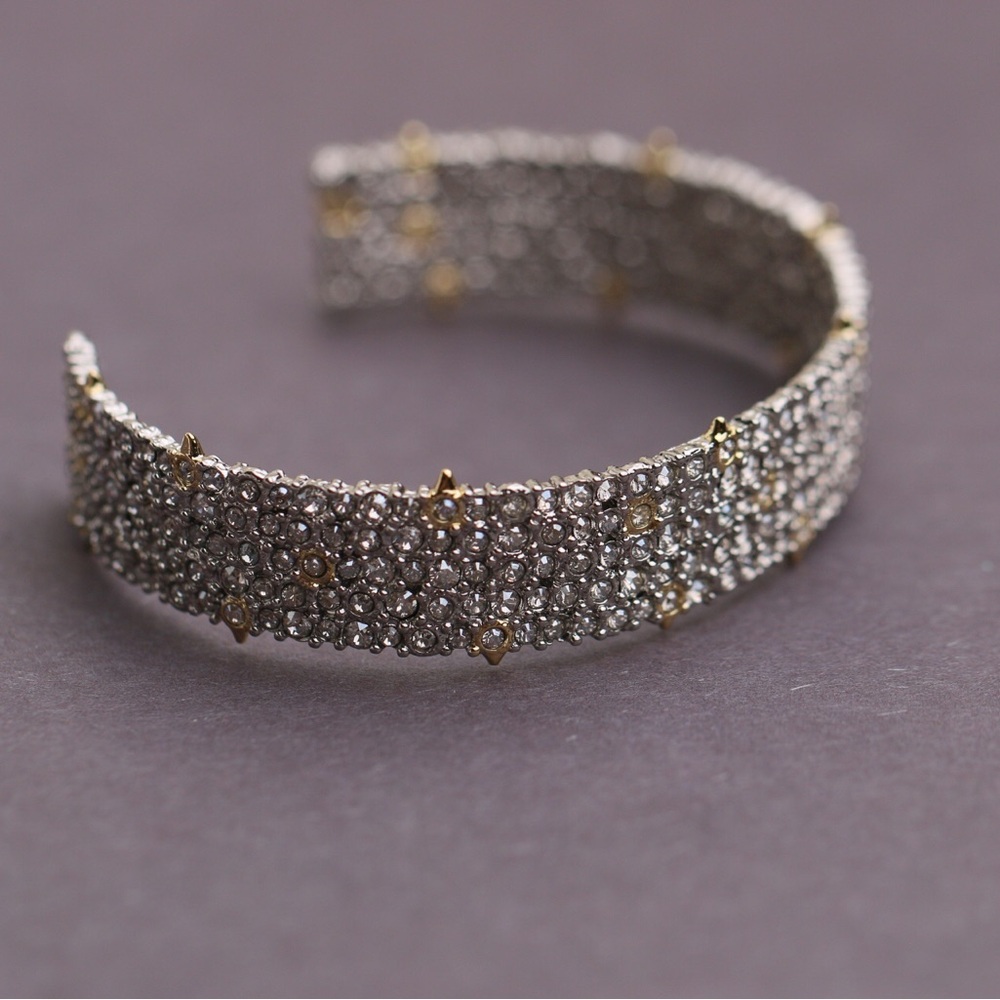 Alexis Bittar Silver Pavé Crystal Lace Thorny Cuff Small Cuff Bracelet - Picture 7 of 10